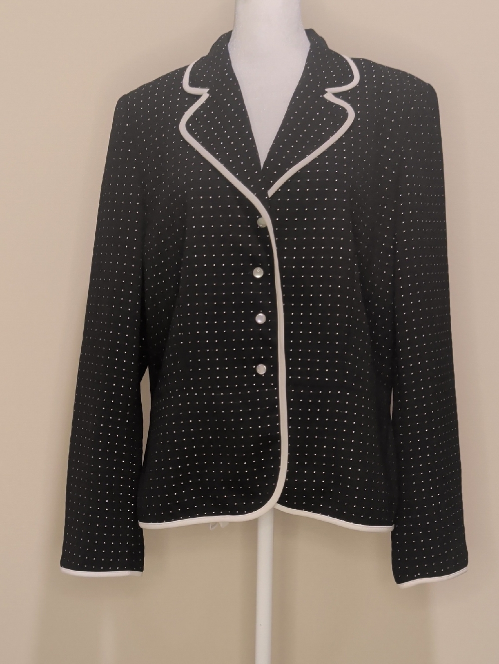 Chapter One  Black Polka Dot Blazer with White Trim